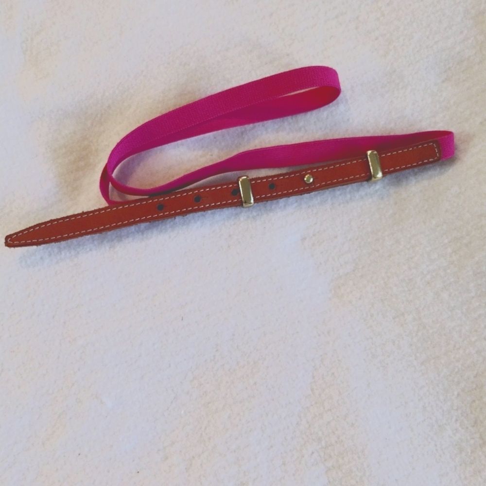 Pink and Brown Leather and Elastic Belt Large or X Large See Length